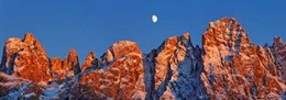 Pale di San Martino and moon, Italy 
